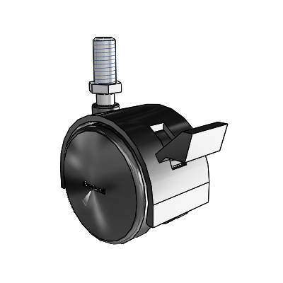 Pacer Threaded Stem Flat Black Swivel Caster with 1.9685 Nylon Wheel and Brake