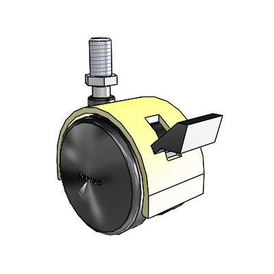 Pacer Threaded Stem Brass Plate Swivel Caster with 1.9685 Nylon Wheel and Brake