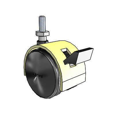 Pacer Threaded Stem Brass Plate Swivel Caster with 1.9685 Nylon Wheel and Brake