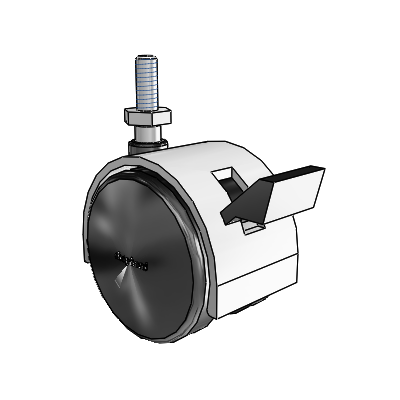 Pacer Threaded Stem Satin Chrome Swivel Caster with 1.9685 Nylon Wheel and Brake