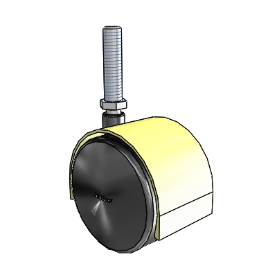 Pacer Threaded Stem Brass Plate Swivel Caster with 2.3622 Nylon Wheel