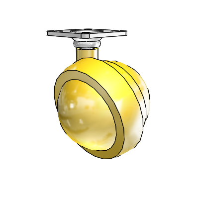 Top Plate Bright Brass Swivel Ball Caster with 2.5 Wheel
