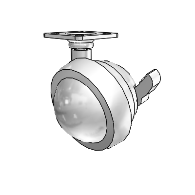 Top Plate Bright Chrome Swivel Ball Caster with 2.5 Wheel and Brake