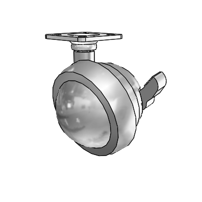Top Plate Satin Chrome Swivel Ball Caster with 2.5 Wheel and Brake