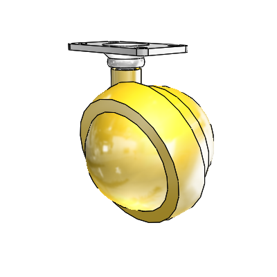 Top Plate Bright Brass Swivel Ball Caster with 2.5 Wheel