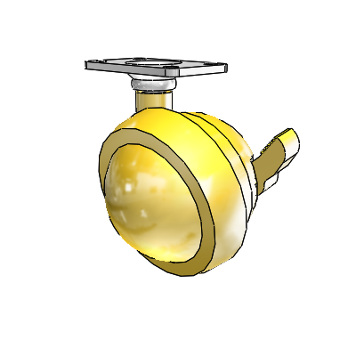 Top Plate Bright Brass Swivel Ball Caster with 2.5 Wheel and Brake