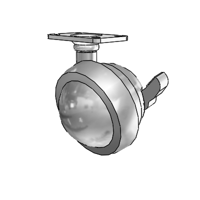 Top Plate Satin Chrome Swivel Ball Caster with 2.5 Wheel and Brake