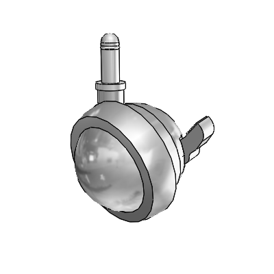 Grip Ring Satin Chrome Swivel Ball Caster with 2.5 Wheel and Brake