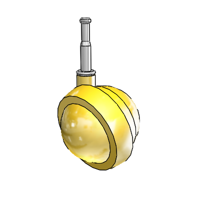 Grip Neck Bright Brass Swivel Ball Caster with 2.5 Wheel