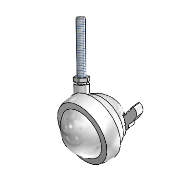 Threaded Stem Bright Chrome Swivel Ball Caster with 2.5 Wheel and Brake