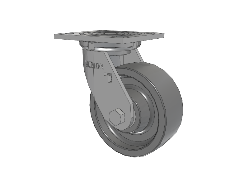 16 Series Top Plate Swivel Caster with 5 x 2 Grey Polyurethane XP - X-treme Plus Solid Polyurethane Wheel