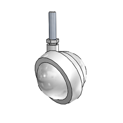 Threaded Stem Bright Chrome Swivel Ball Caster with 2.5 Wheel