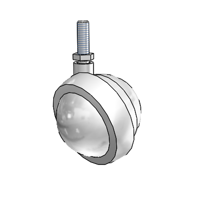 Threaded Stem Bright Chrome Swivel Ball Caster with 2.5 Wheel