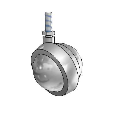 Threaded Stem Satin Chrome Swivel Ball Caster with 2.5 Wheel