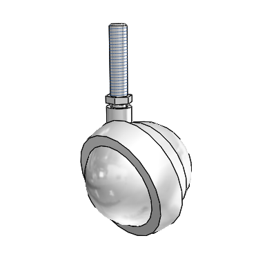 Threaded Stem Bright Chrome Swivel Ball Caster with 2.5 Wheel
