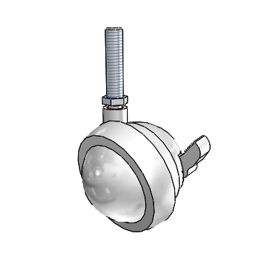 Threaded Stem Bright Chrome Swivel Ball Caster with 2.5 Wheel and Brake