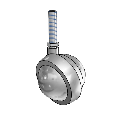 Threaded Stem Satin Chrome Swivel Ball Caster with 2.5 Wheel
