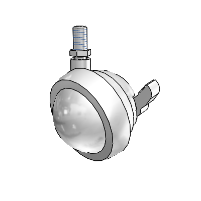 Threaded Stem Bright Chrome Swivel Ball Caster with 2.5 Wheel and Brake