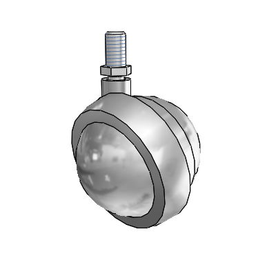 Threaded Stem Satin Chrome Swivel Ball Caster with 2.5 Wheel