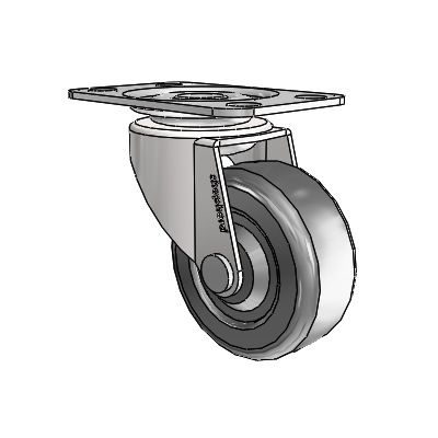 Regent Top Plate Bright Chrome Swivel Caster with 2 x .8125 Black Hard Rubber Wheel