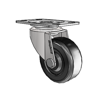 Regent Top Plate Bright Chrome Swivel Caster with 2 x .8125 Black Soft Rubber Wheel