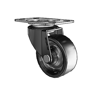 Regent Top Plate Black Oxide Swivel Caster with 2 x .8125 Polyolefin Wheel