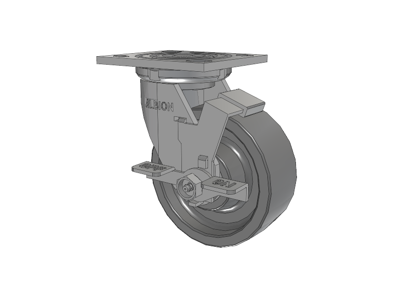 16 Series Top Plate Swivel Caster with 5 x 2 Grey Polyurethane XP - X-treme Plus Solid Polyurethane Wheel and Face Brake