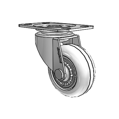 Regent Top Plate Polished Nickel Swivel Caster with 2 x .8125 Clear Vipor Wheel