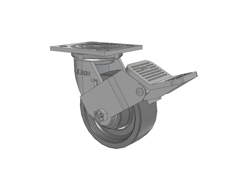 16 Series Top Plate Swivel Caster with 5 x 2 Grey Polyurethane XP - X-treme Plus Solid Polyurethane Wheel and Face Brake