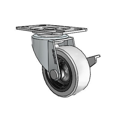 Regent Top Plate Zinc Swivel Caster with 2 x .8125 Grey Thermoplastic Urethane Wheel and Side Brake