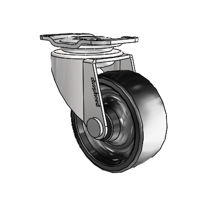 Regent Top Plate Bright Chrome Swivel Caster with 2 x .8125 Black Polyolefin Wheel