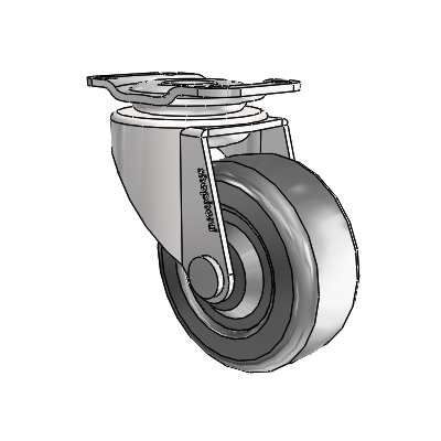 Regent Top Plate Bright Chrome Swivel Caster with 2 x .8125 Black Hard Rubber Wheel