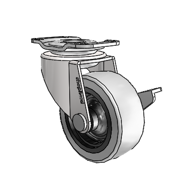 Regent Top Plate Bright Chrome Swivel Caster with 2 x .8125 Grey Thermoplastic Urethane Wheel and Side Brake