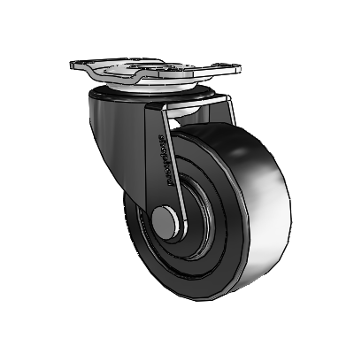 Regent Top Plate Black Oxide Swivel Caster with 2 x .8125 Polyolefin Wheel