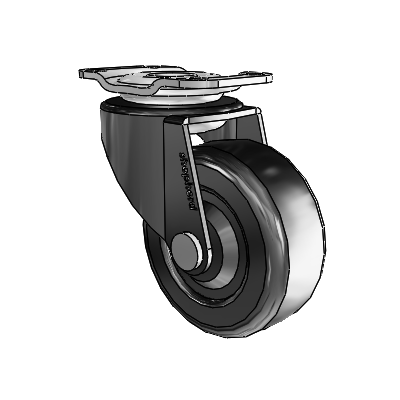 Regent Top Plate Black Oxide Swivel Caster with 2 x .8125 Soft Rubber Wheel