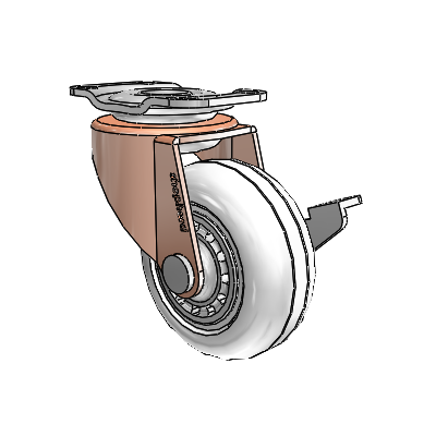 Regent Top Plate Copper Oxide Swivel Caster with 2 x .8125 Clear Vipor Wheel and Side Brake