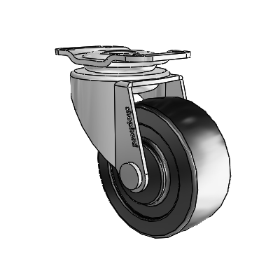 Regent Top Plate Polished Nickel Swivel Caster with 2 x .8125 Black Polyolefin Wheel