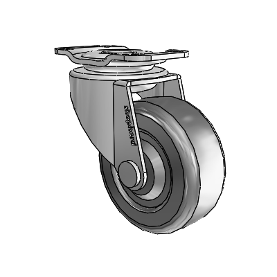 Regent Top Plate Polished Nickel Swivel Caster with 2 x .8125 Black Hard Rubber Wheel