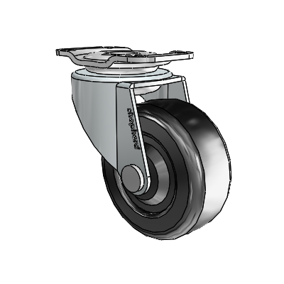 Regent Top Plate Zinc Swivel Caster with 2 x .8125 Black Soft Rubber Wheel