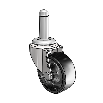 Regent Grip Ring Bright Chrome Swivel Caster with 2 x .8125 Black Polyolefin Wheel