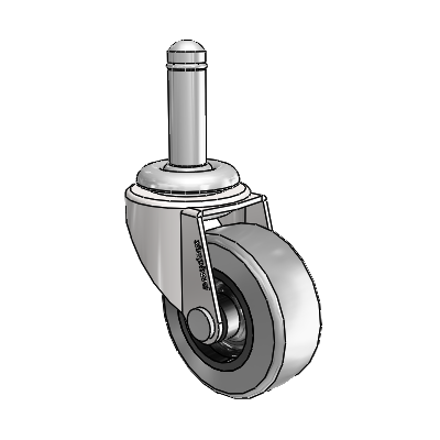 Regent Grip Ring Bright Chrome Swivel Caster with 2 x .8125 Grey Thermoplastic Rubber Wheel