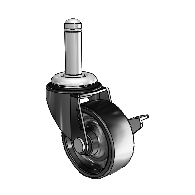 Regent Grip Ring Black Oxide Swivel Caster with 2 x .8125 Polyolefin Wheel and Side Brake