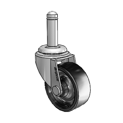 Regent Grip Ring Polished Nickel Swivel Caster with 2 x .8125 Black Polyolefin Wheel