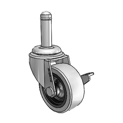 Regent Grip Ring Polished Nickel Swivel Caster with 2 x .8125 Grey Thermoplastic Urethane Wheel and Side Brake