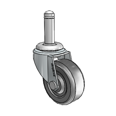 Regent Grip Ring Zinc Swivel Caster with 2 x .8125 Black Hard Rubber Wheel