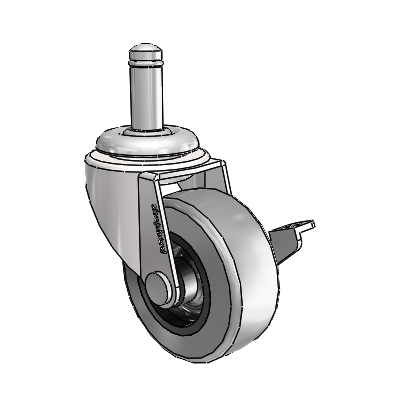 Regent Grip Ring Bright Chrome Swivel Caster with 2 x .8125 Grey Thermoplastic Rubber Wheel and Side Brake