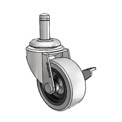Regent Grip Ring Bright Chrome Swivel Caster with 2 x .8125 Grey Thermoplastic Urethane Wheel and Side Brake