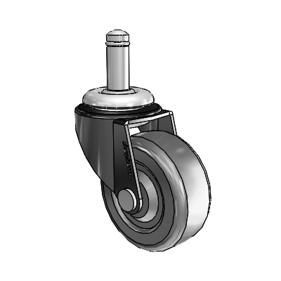 Regent Grip Ring Black Oxide Swivel Caster with 2 x .8125 Hard Rubber Wheel