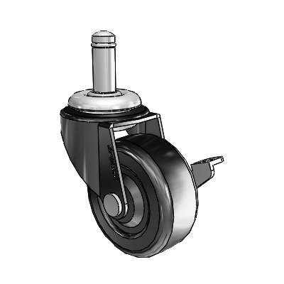 Regent Grip Ring Black Oxide Swivel Caster with 2 x .8125 Soft Rubber Wheel and Side Brake