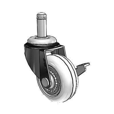 Regent Grip Ring Black Oxide Swivel Caster with 2 x .8125 Clear Vipor Wheel and Side Brake